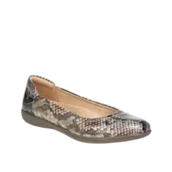 Naturalizer Flexy Ballet Flat snake print sz 9 wide brown metallic shoes new - Picture 1 of 7